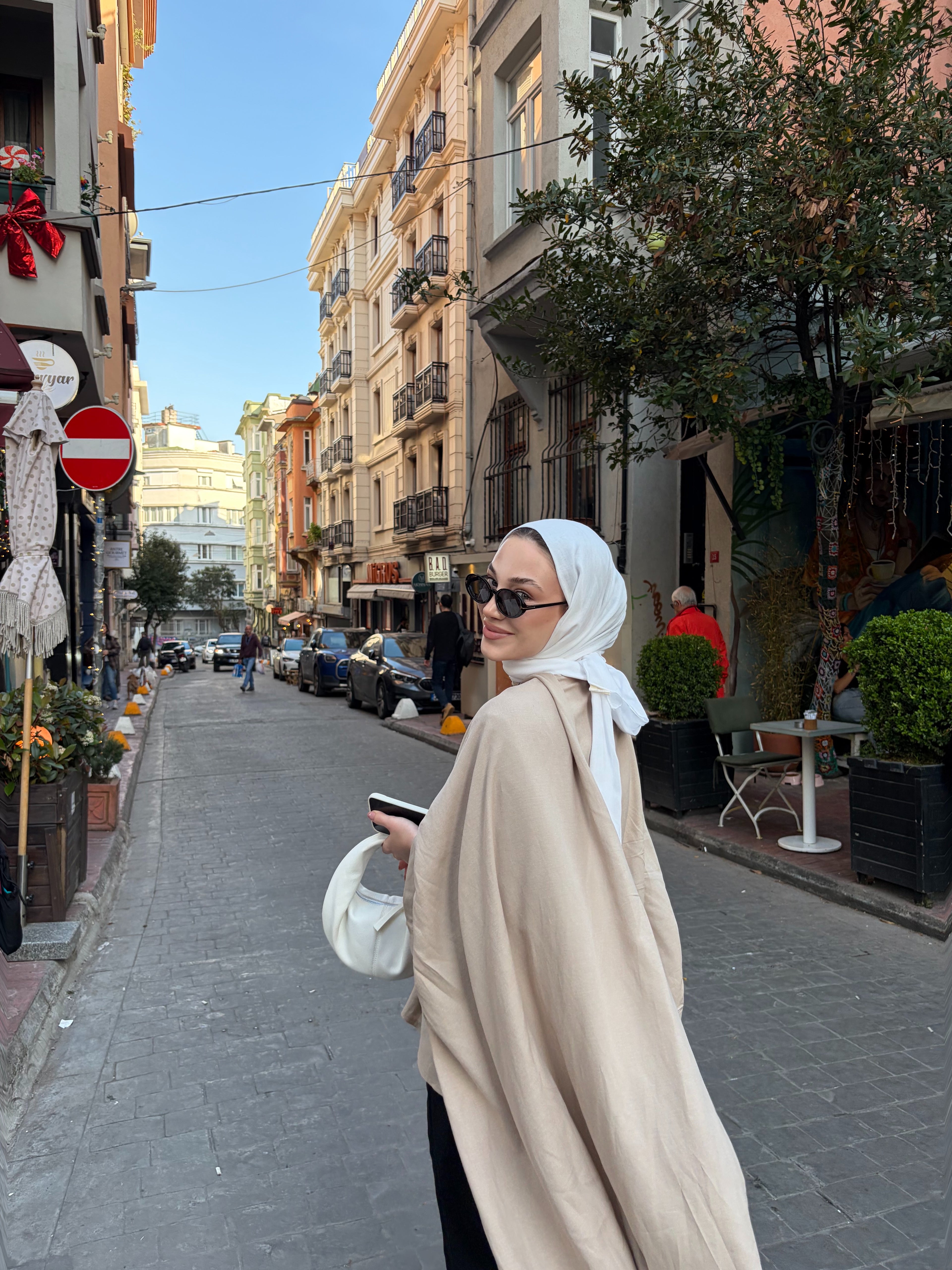 Açık vizon pelerin bluz